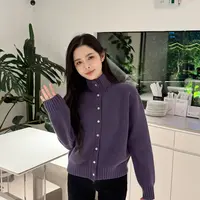 宿慕SUMU 单排扣针织开衫10-29冬季2025新款韩系时尚毛衣9018