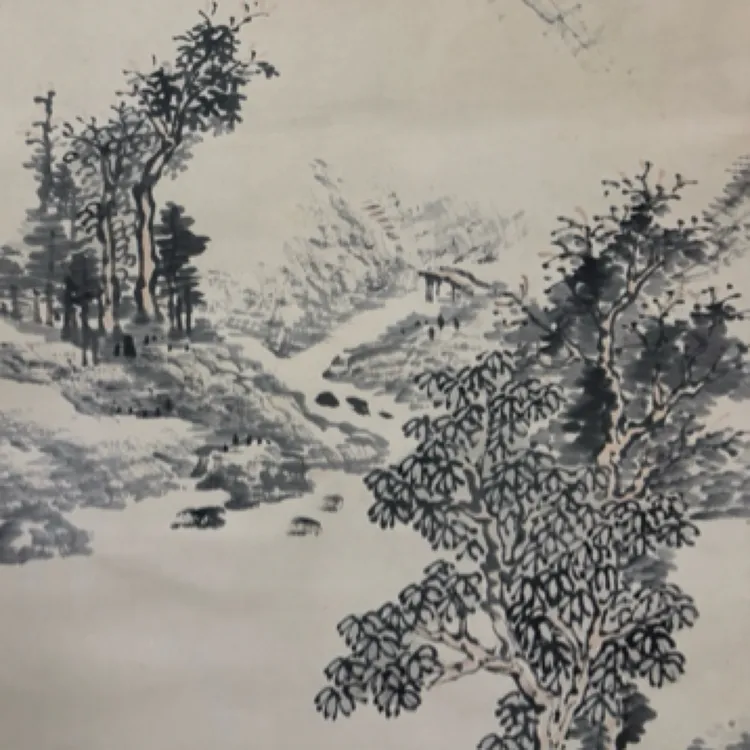 水墨山水图装饰工艺作品