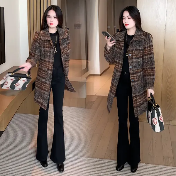 2025秋冬季新款穿搭修身外套女洋气时尚气质小个子中长款风衣101