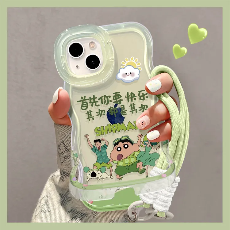 快乐小新适用苹果16/华为oppo/vivo小米双支架手机壳可爱卡通新款