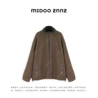 MIDOO ZNNZ 松弛感高克重羊毛混纺颗粒绒立领外套81509M