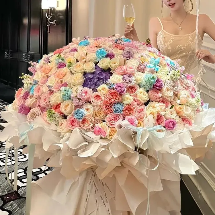 全国99/199/999朵玫瑰混搭大花束同城配送广州成都求婚订婚表白礼