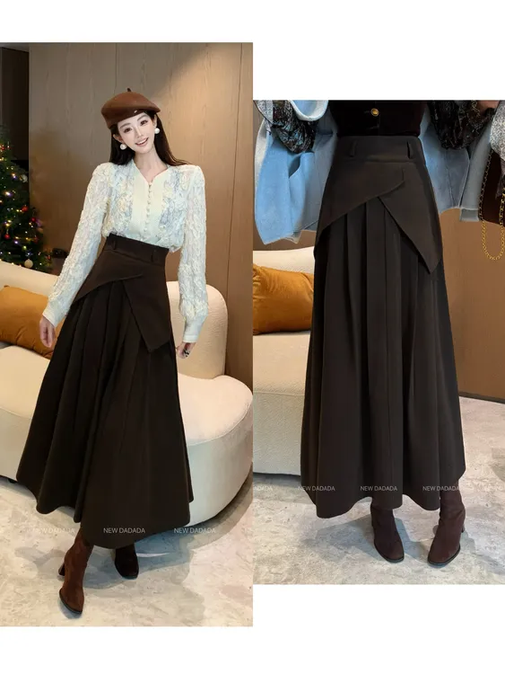 利达NEWDADADA半身裙女秋冬高腰A字长裙子CEM4106