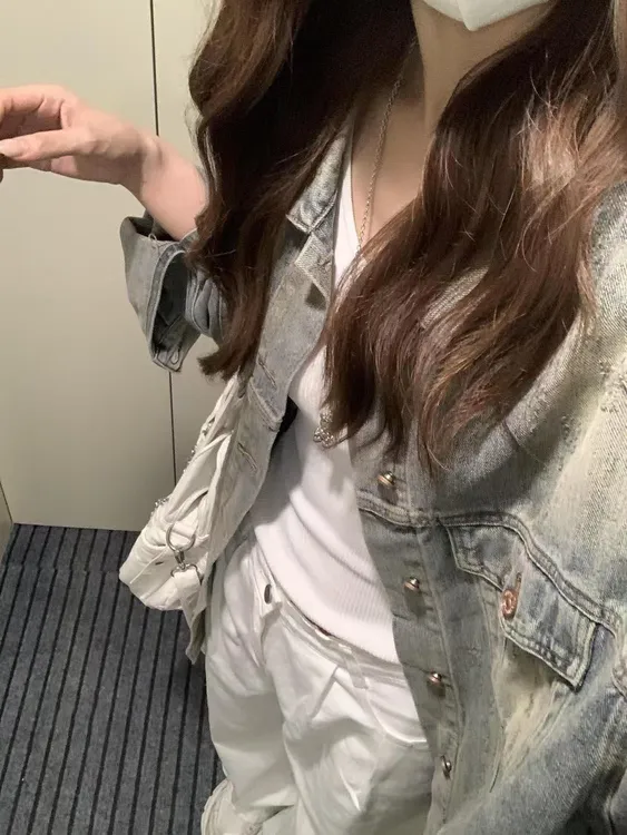 美式复古水洗牛仔外套女中长款早春秋2025新款小个子上衣