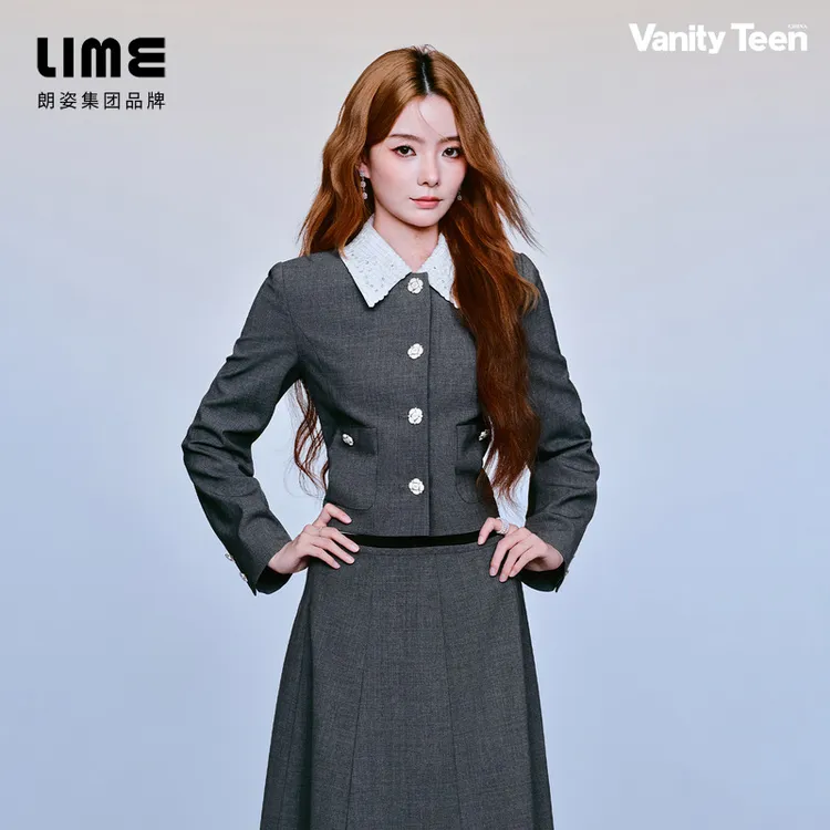 LIME/莱茵【都市主场】秋季通勤双层领上衣外套中灰色LDGC8AWCJ308