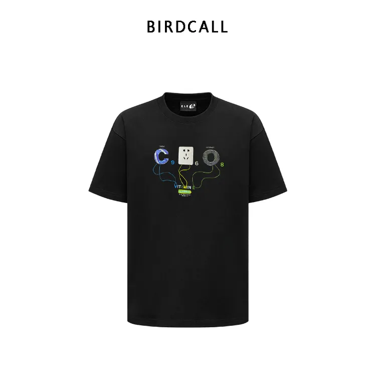  BIRDCALL2025夏天国潮字母简约穿搭休闲T恤时尚纯棉情侣设计师款