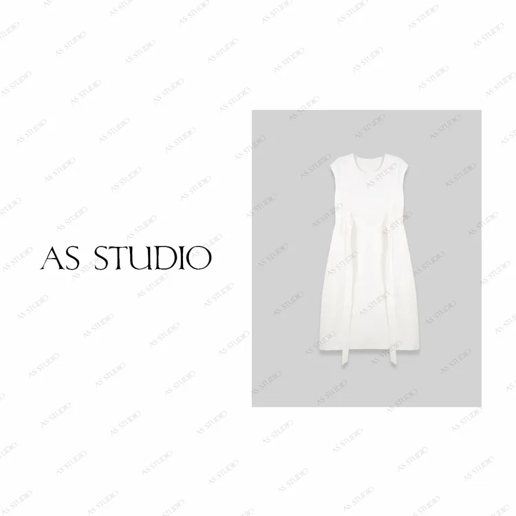 【AS白月光】25新原创高贵绑带收腰显瘦亚麻连衣裙AS25XLYQ00601