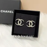 大吉中古/Chanel香奈儿银色小双c满钻耳钉