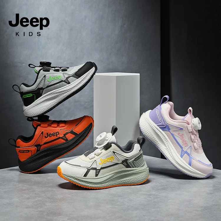 jeep吉普儿童运动鞋2025春夏新款透气防滑跑步鞋时尚百搭旋钮童鞋