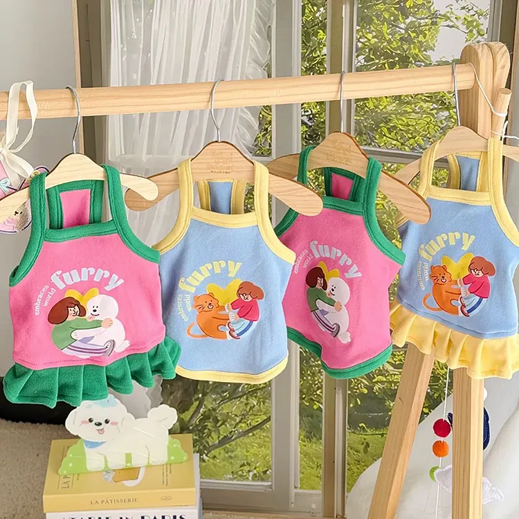 可爱卡通印花背心宠物狗狗猫咪衣服夏季比熊泰迪小型幼犬吊带服装