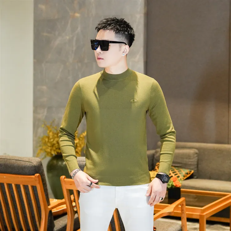 2025秋冬新品100绵羊毛圆领长袖针织毛衣高端轻奢休闲上衣男GL830