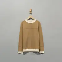 【且听风吟】0111975文艺棉撞色圆领分割加绒加厚卫衣衣长67胸围130