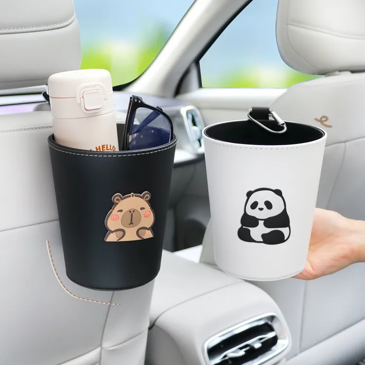 车载垃圾桶后排座椅背挂式储物收纳挂桶车内雨伞水杯多功能杂物盒