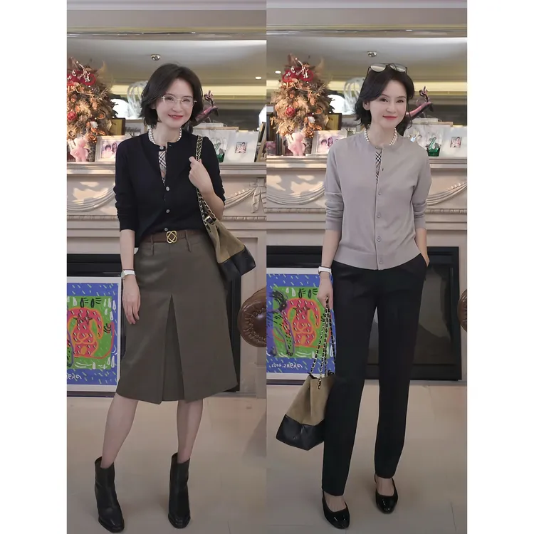 我是摩羯 BBR针织衫 南毛60支精纺扬子绵羊毛格纹拼接秋冬开衫