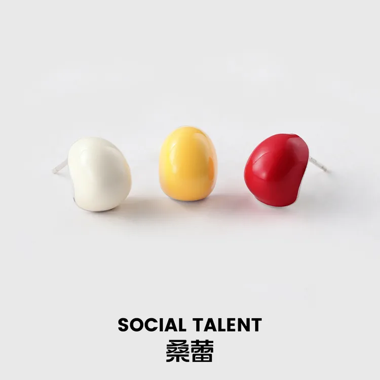 合金珐琅耳饰 【小馒头】桑蕾饰品小众高级简约耳钉ins黄色耳饰