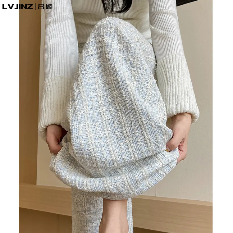2025新款法式慵懒小香风时尚休闲裤女秋季设计感编织宽松阔腿裤