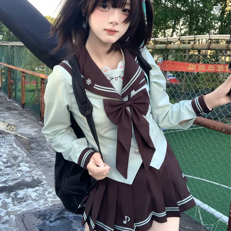 曼月熊jk制服【踏雪】原创水手服jk冬季穿搭套装秋冬套装正版一整套