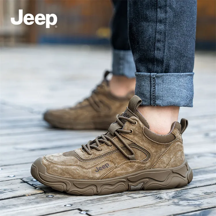 JEEP吉普冬季防滑加绒加厚休闲鞋户外鞋透气男鞋皮面运动鞋男秋冬商品图
