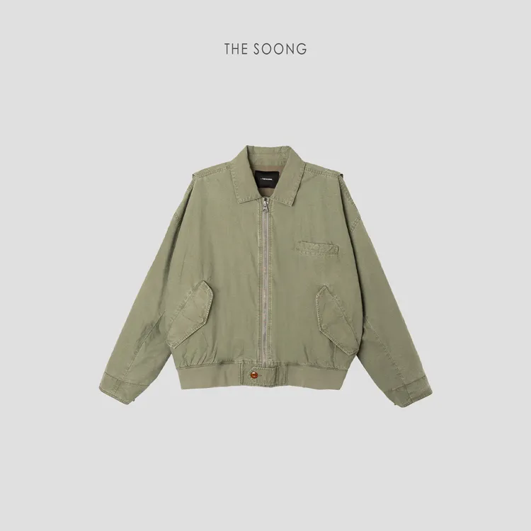 THESOONG|"漫游艺术"重工水洗立体刺绣肌理廓形翻领外套HWWT7741