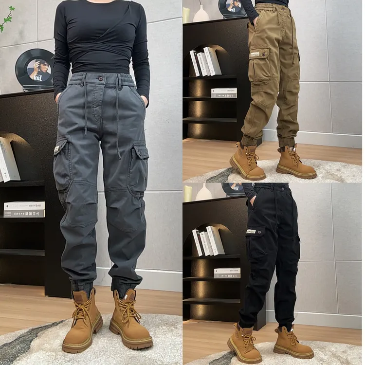潮流工装户外运动多口袋男士加绒加厚长裤休闲裤保暖工装裤