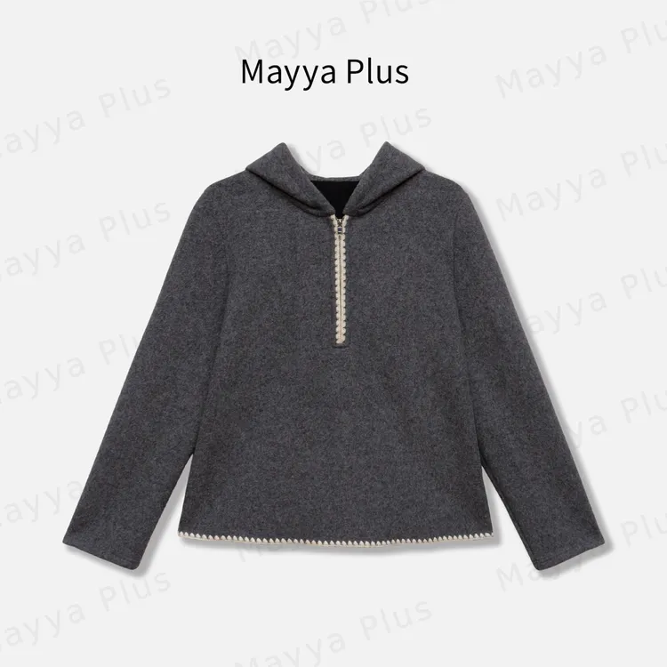 【出圈卫衣】Mayya Plus麦芽定制气质显瘦带帽套头针织卫衣32547557