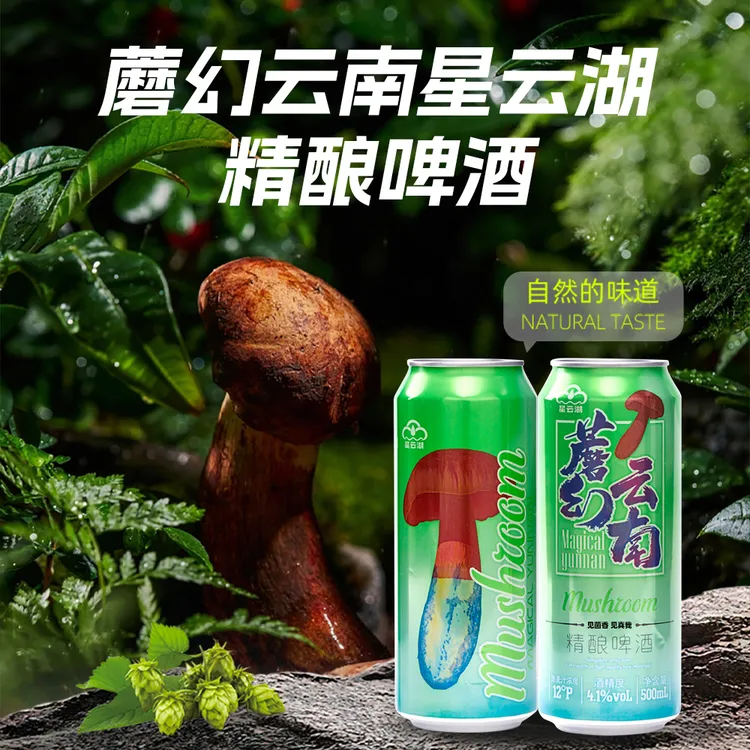 蘑幻云南星云湖牛肝菌精酿啤酒原浆见手青啤酒滇式啤酒/500ml装