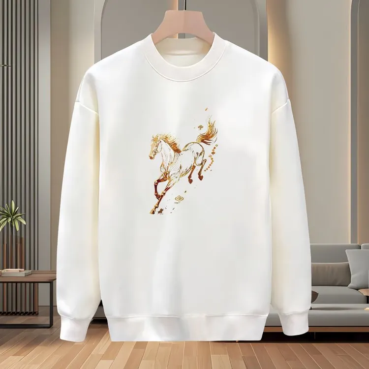 秋冬季长袖t恤男士上衣圆领宽松大码男装秋衣国潮T恤打底衫衣服潮