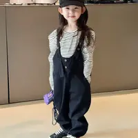 2025秋季新款童装 韩版童装 女童时尚百搭款 搭配条纹打底衫 套装