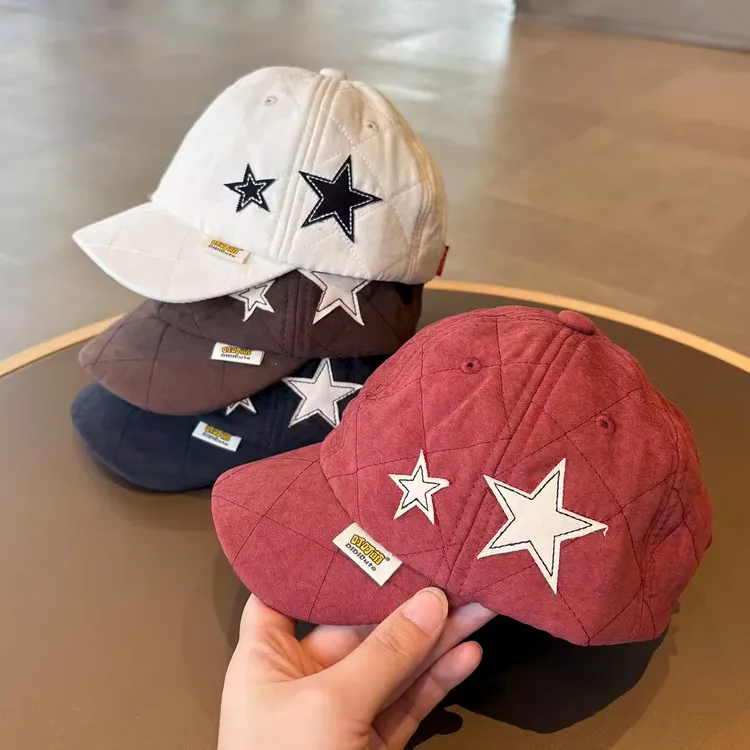 星星韩系宝宝春秋款鸭舌帽婴幼儿夹棉防风保暖帽男女童潮搭棒球帽