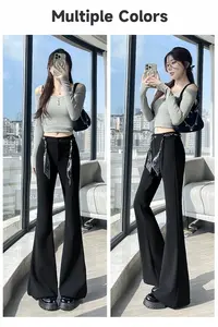 【小胖墩推荐】秋款显瘦单扣微喇小黑裤