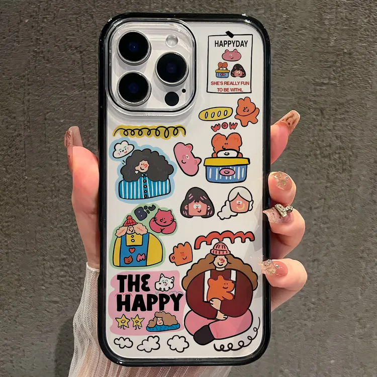 【AI键保护】插画小女孩适用苹果16promax手机壳iphone15新款14全包