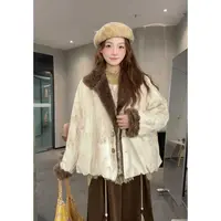 VGVL外套【皓月】秋冬宽松复古加厚保暖百搭撞色毛毛上衣外套30381