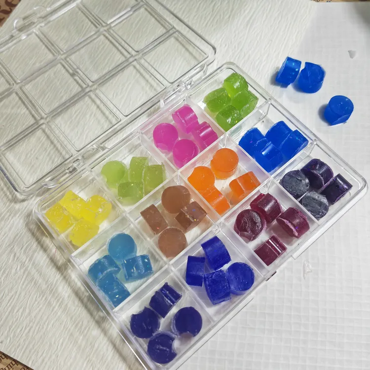 炸鱼薯条·火漆蜡 十二色透蜡蜡粒小盒分装火漆蜡手账信封封口