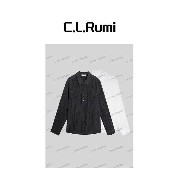 【燕子甄选】”订单款“25夏中古褶皱休闲宽松翻领压褶衬衫上衣6061cs