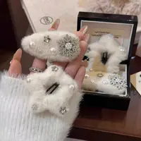韩系亲子毛绒发夹冬季氛围感星星雪花发饰百搭日常碎发儿童发夹