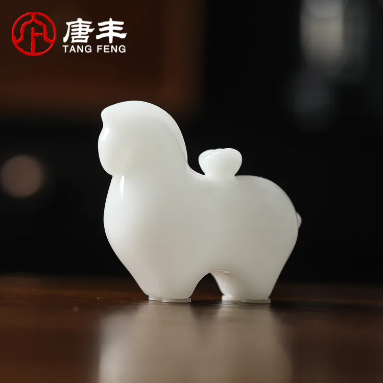 唐丰马上有钱小摆件家用办公高端冰种璞玉瓷桌面装饰品乔迁伴手礼