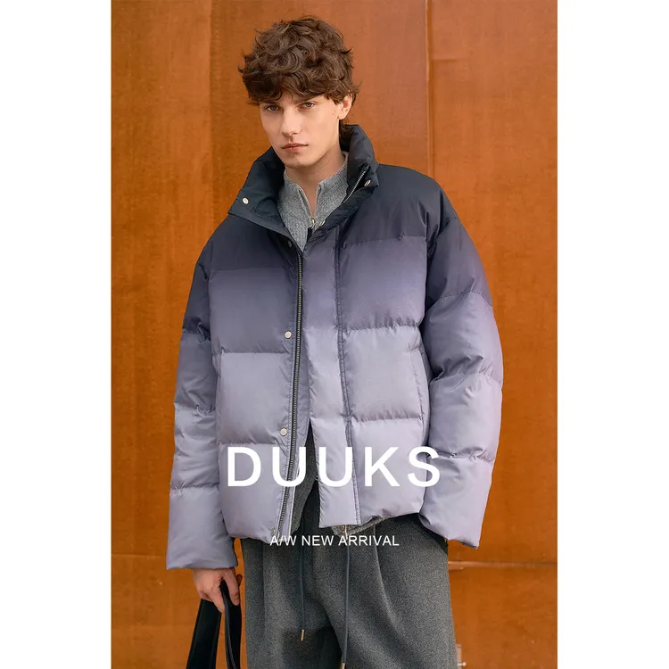 DUUKS渐变立领羽绒服男士外套秋冬季保暖加厚休闲泡芙面包服夹克