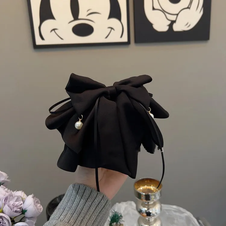 高级感黑色蝴蝶结高马尾抓质感多层发尾抓小众设马尾蝴蝶结抓夹