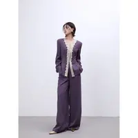 DENGDAHA 「理想型」异域风 蕾丝装饰西装阔腿裤套装HBZXP621310