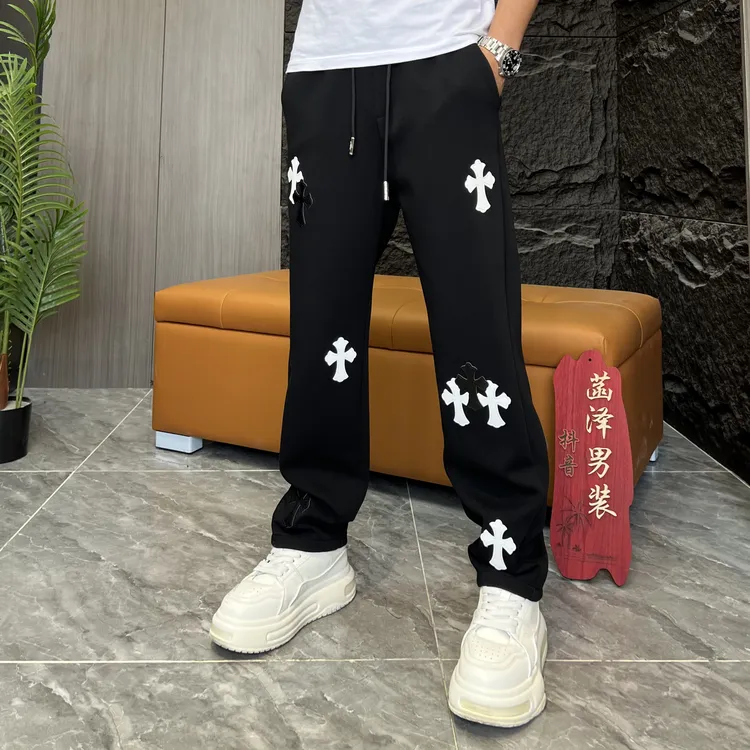 潮牌标准字母秋季卫裤休闲裤字母贴标长裤88-15针织男裤保暖运动