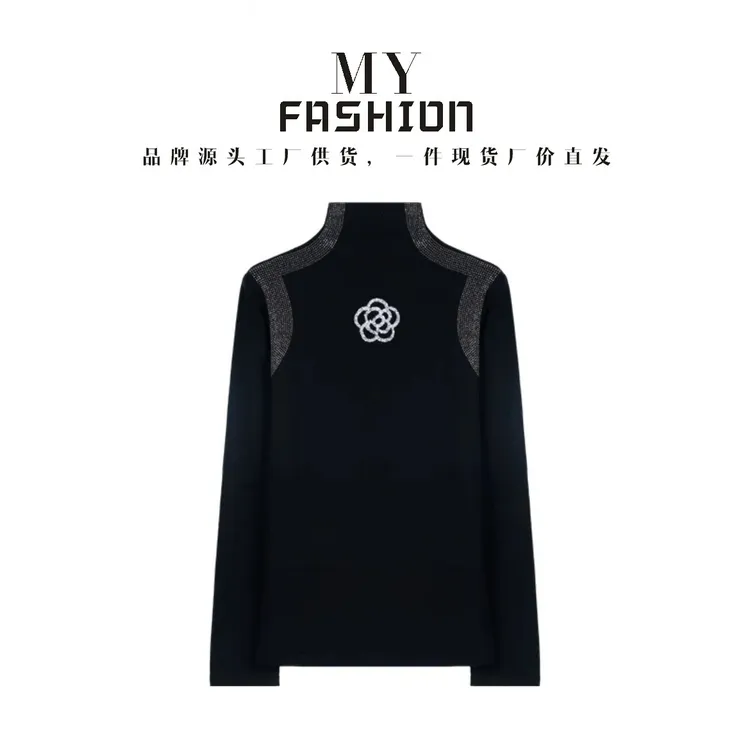 JX现货【幸运花】半高领秋冬新款长袖遮肉显瘦打底衫针织衫