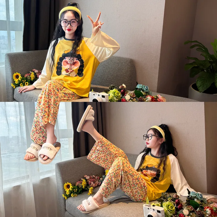 儿童睡衣套装2025新款女童春秋洋气纯棉长袖家居服女孩爆款居家服