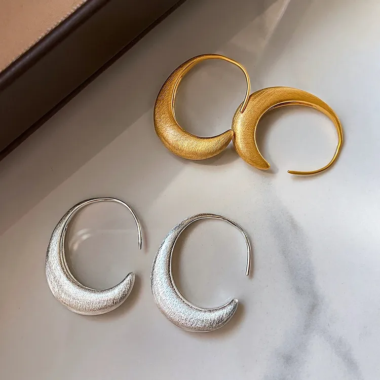 铜合金耳饰 复古拉丝金属耳环轻奢小众独特高级耳钩耳挂拉丝耳环