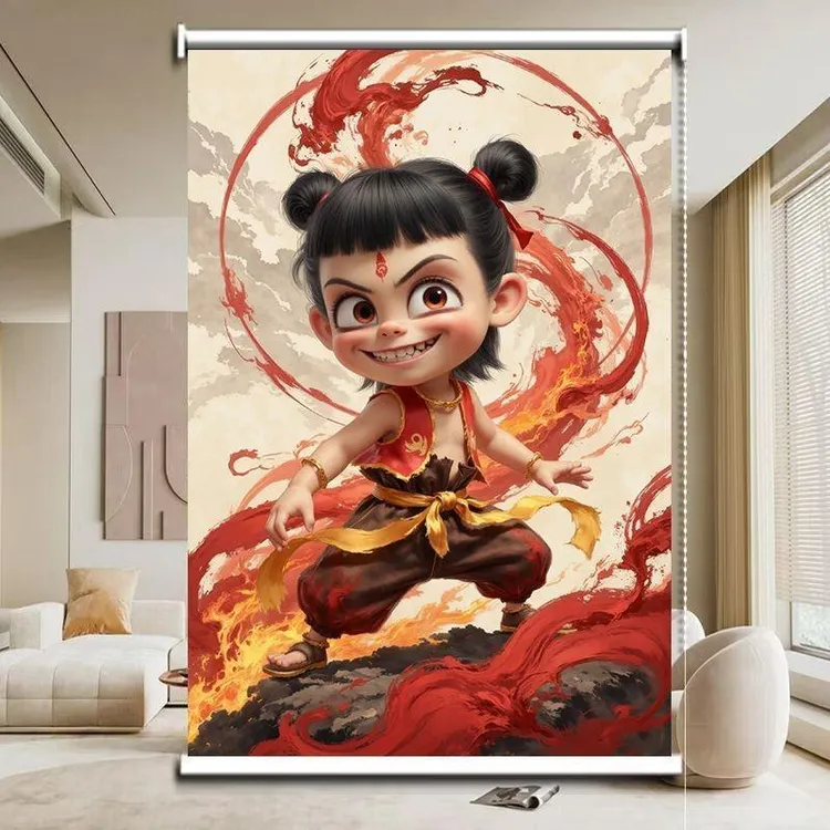 哪吒卷帘窗帘定制卧室客厅遮阳防晒升降卷拉帘卫生间全遮光免打孔