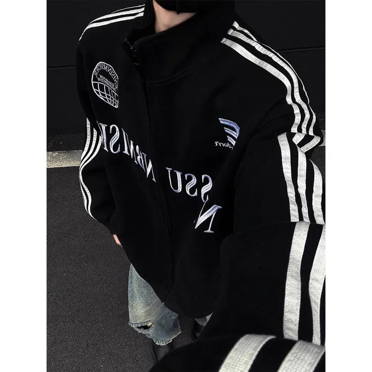 美式运动休闲百搭情侣长袖春秋刺绣潮流卫衣秋冬上衣连帽宽松外套