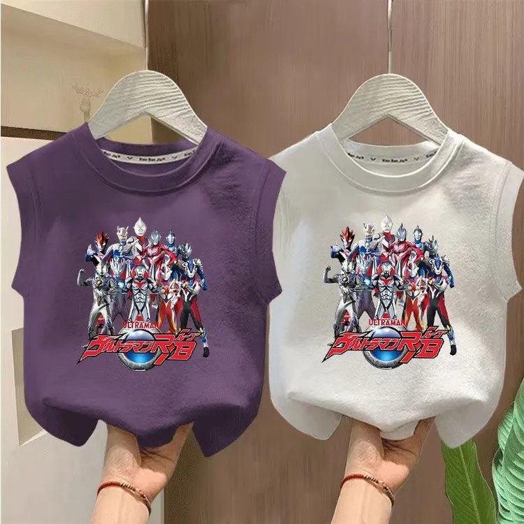 2025爆款男童卡通奥特曼背心上衣t夏季中小宝宝日系休闲无袖T恤潮