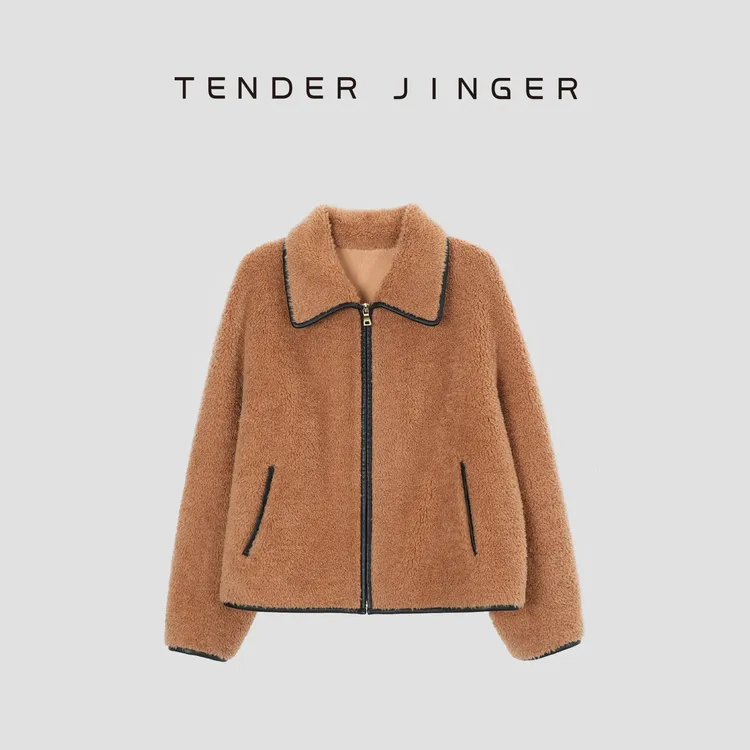 Tender Jinger【专柜】翻领摇粒绒外套小颗粒羊毛短外套T44BPM79867