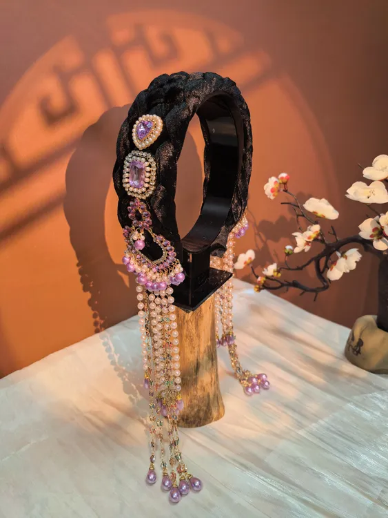 【紫心】原创自制国风新中式发饰发箍