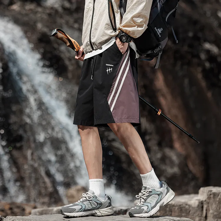 美式潮流五分裤男士夏季薄款运动速干短袖撞色宽松透气百搭中裤