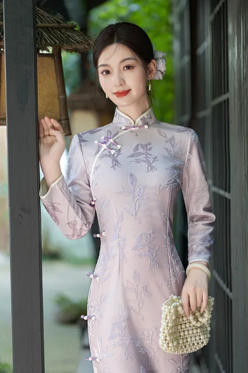 紫色旗袍2025年秋季新款气质改良复古年轻少女长款日常显瘦连衣裙